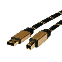 Kabel za printer USB, A/B M/M, 1.8m, crno/zlatni